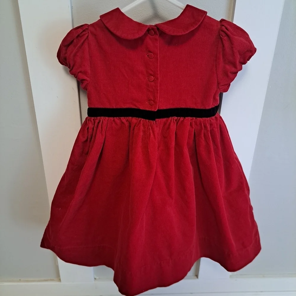 Ralph Lauren Baby Girls’ Red Corduroy Holiday Dress with Bloomers – Size 12M